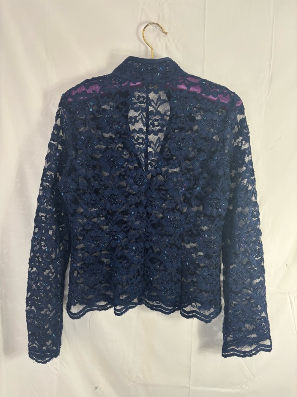 Lace Beaded Long Flare Sleeve Witchy Whimsigoth Sheer Button Up Blouse Size L - Picture 10 of 16